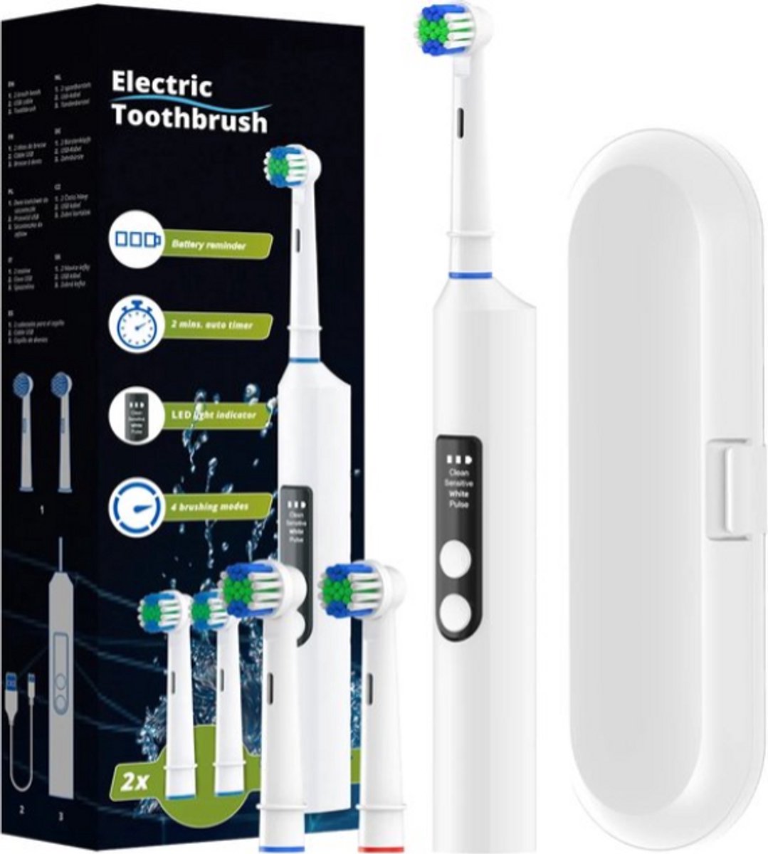 Intelligente Elektrische Tandenborstel Met 4 Modi Rotatieborstel Oplaadbaar Compatible Oral-B