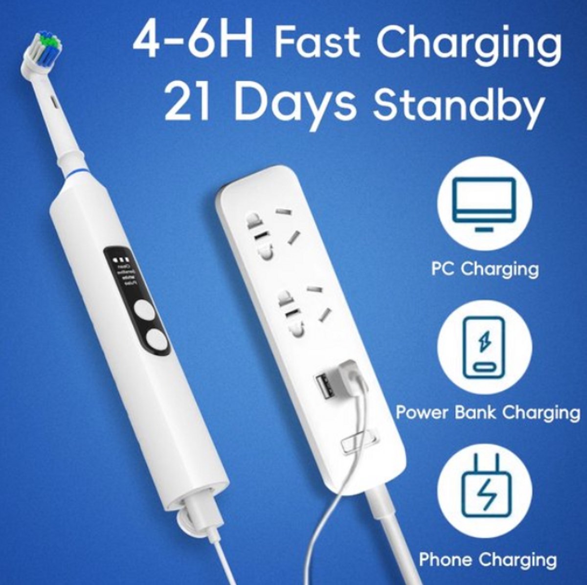 Intelligente Elektrische Tandenborstel Met 4 Modi Rotatieborstel Oplaadbaar Compatible Oral-B