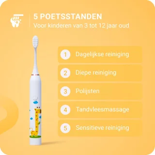 JT Products Sonische Elektrische Baby Tandenborstel Wit Giraffe
