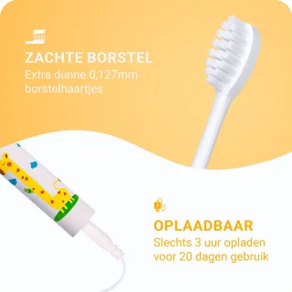 JT Products Sonische Elektrische Baby Tandenborstel Wit Giraffe