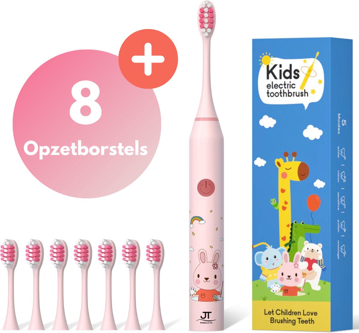 De JT Products Sonische Elektrische Tandenborstel Roze Konijn voor Kinderen in één oogopslag