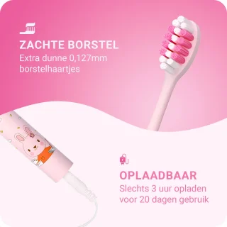 JT Products Sonische Elektrische Tandenborstel Roze Konijn voor Kinderen