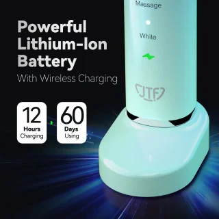 JTF Sonic P200 elektrische tandenborstel Mint groen met 6 opzetborstels en oplaadstandaard