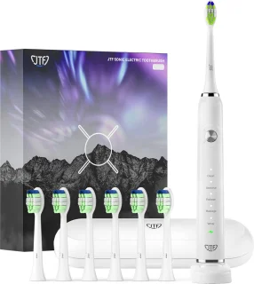 JTF Sonic P200 elektrische tandenborstel wit inclusief 6 opzetborstels