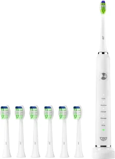 JTF Sonic P200 elektrische tandenborstel wit inclusief 6 opzetborstels