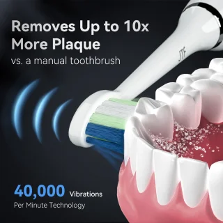 JTF Sonic P200 elektrische tandenborstel wit inclusief 6 opzetborstels