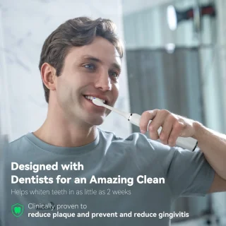 JTF Sonic P200 elektrische tandenborstel wit inclusief 6 opzetborstels