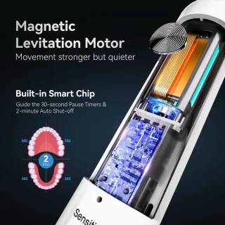 JTF Sonic P200 elektrische tandenborstel wit inclusief 6 opzetborstels