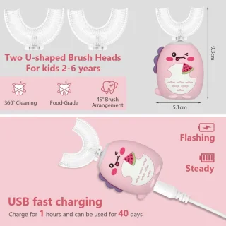 KidsBrush U-vormige elektrische tandenborstel 6-12 jaar - Blauw