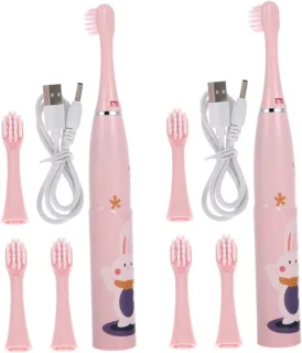 Kinder elektrische tandenborstel - 2 sets - roze