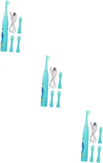Kinder tandenborstel set elektrisch, 3 stuks, blauw