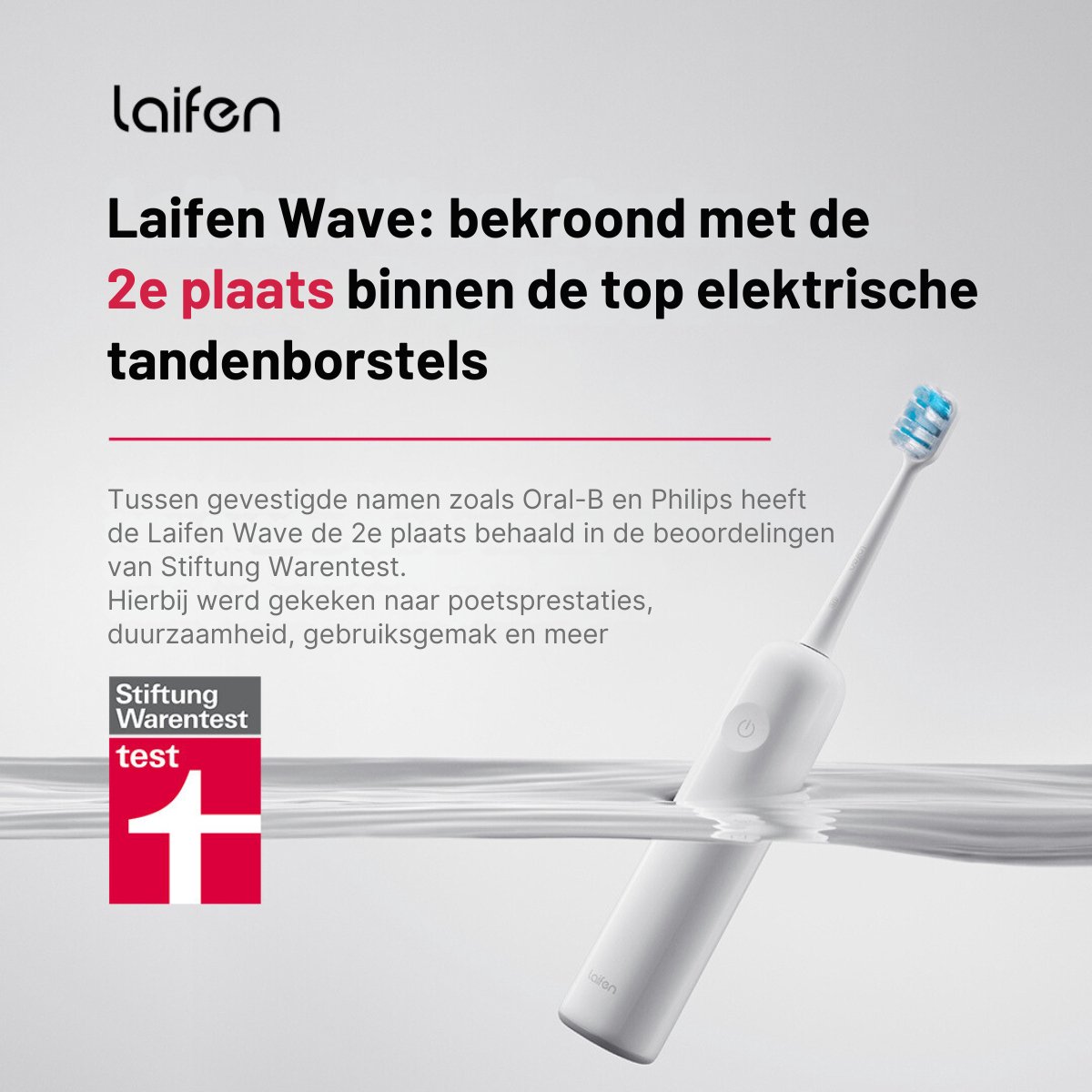 Laifen Wave Elektrische tandenborstel Aluminium met opzetborstels