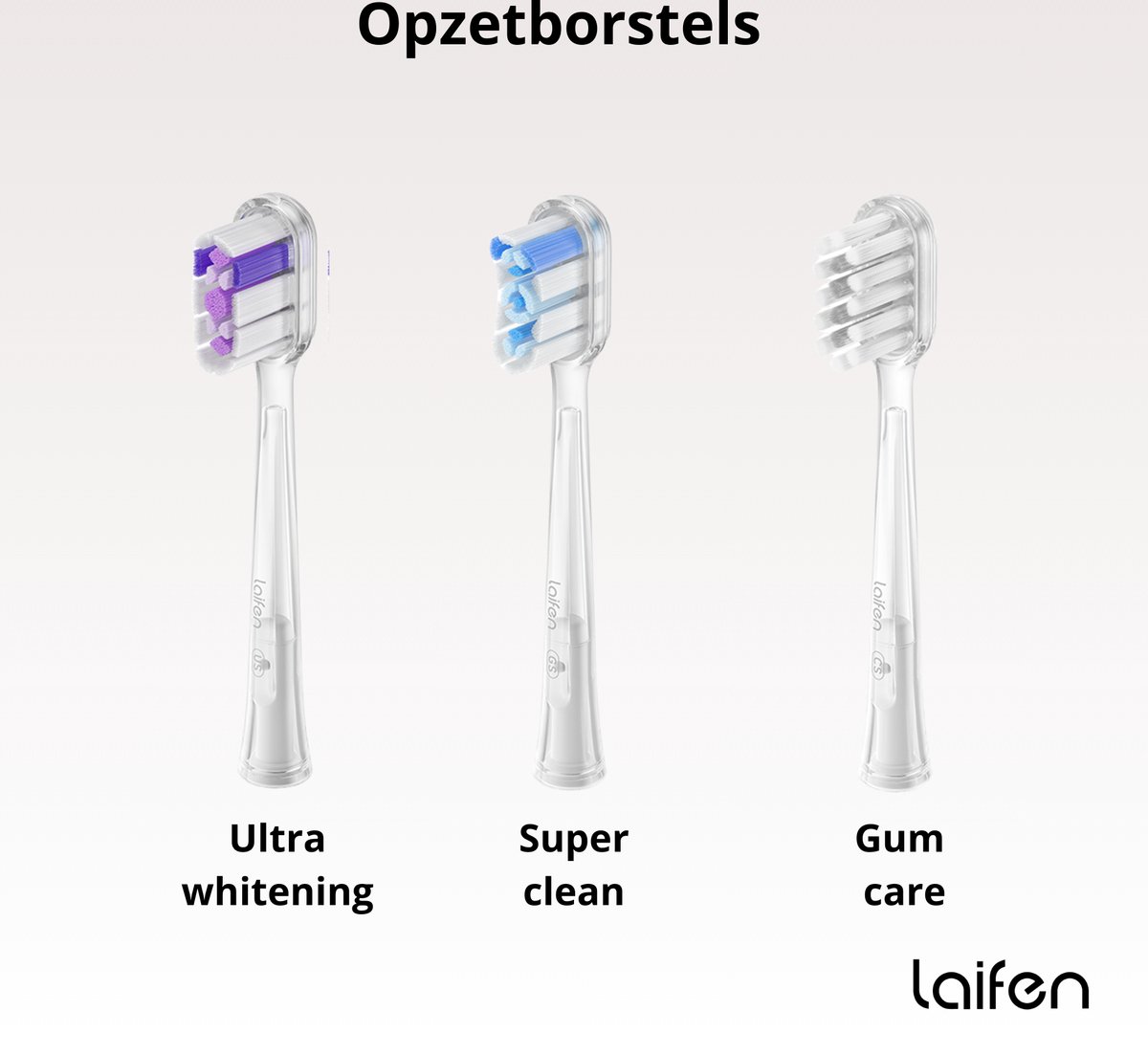 Laifen Wave Elektrische Tandenborstel RVS 3-opzetborstels