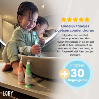 LoBy Premium Baby elektrische tandenborstel blauw 0-4 jaar