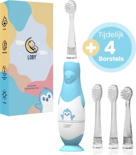 LoBy Premium Baby elektrische tandenborstel blauw 0-4 jaar
