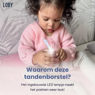 LoBy Premium Baby elektrische tandenborstel blauw 0-4 jaar