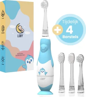 LoBy Premium Baby elektrische tandenborstel blauw 0-4 jaar