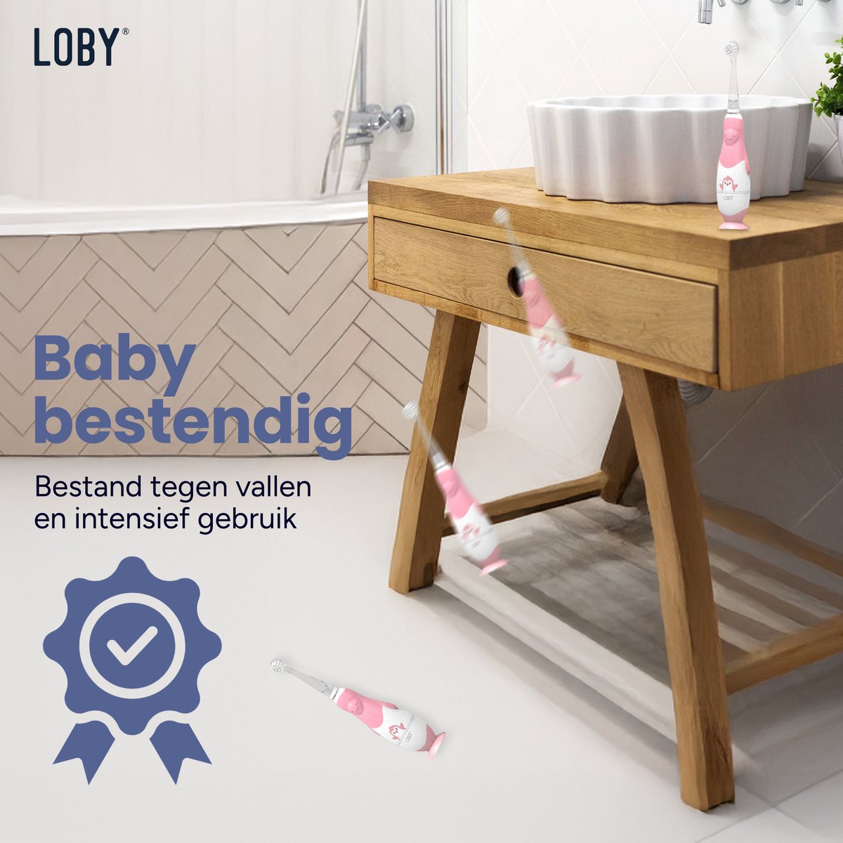 LoBy® Premium Elektrische Baby Tandenborstel Roze 0-4 Jaar