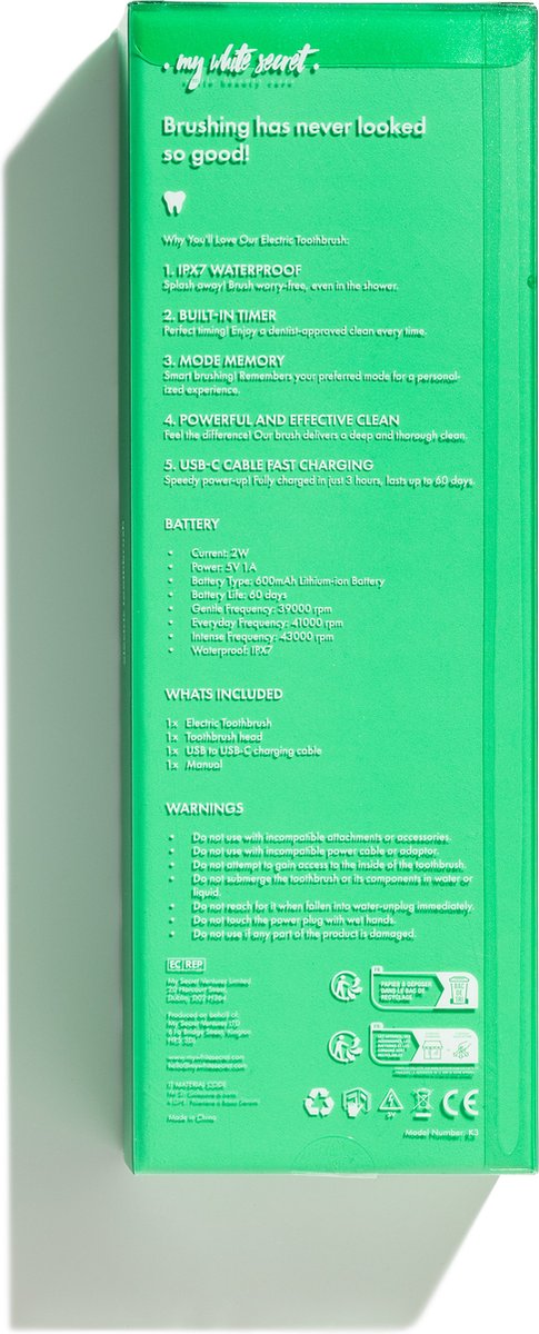 My White Secret Elektrische Tandenborstel Groen