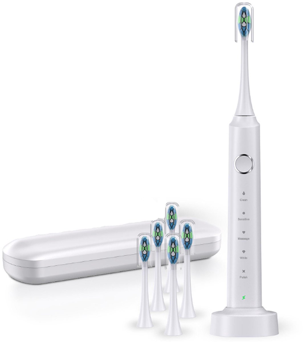 NAXSIR Elektrische Tandenborstel Met 6 Opzetborstels