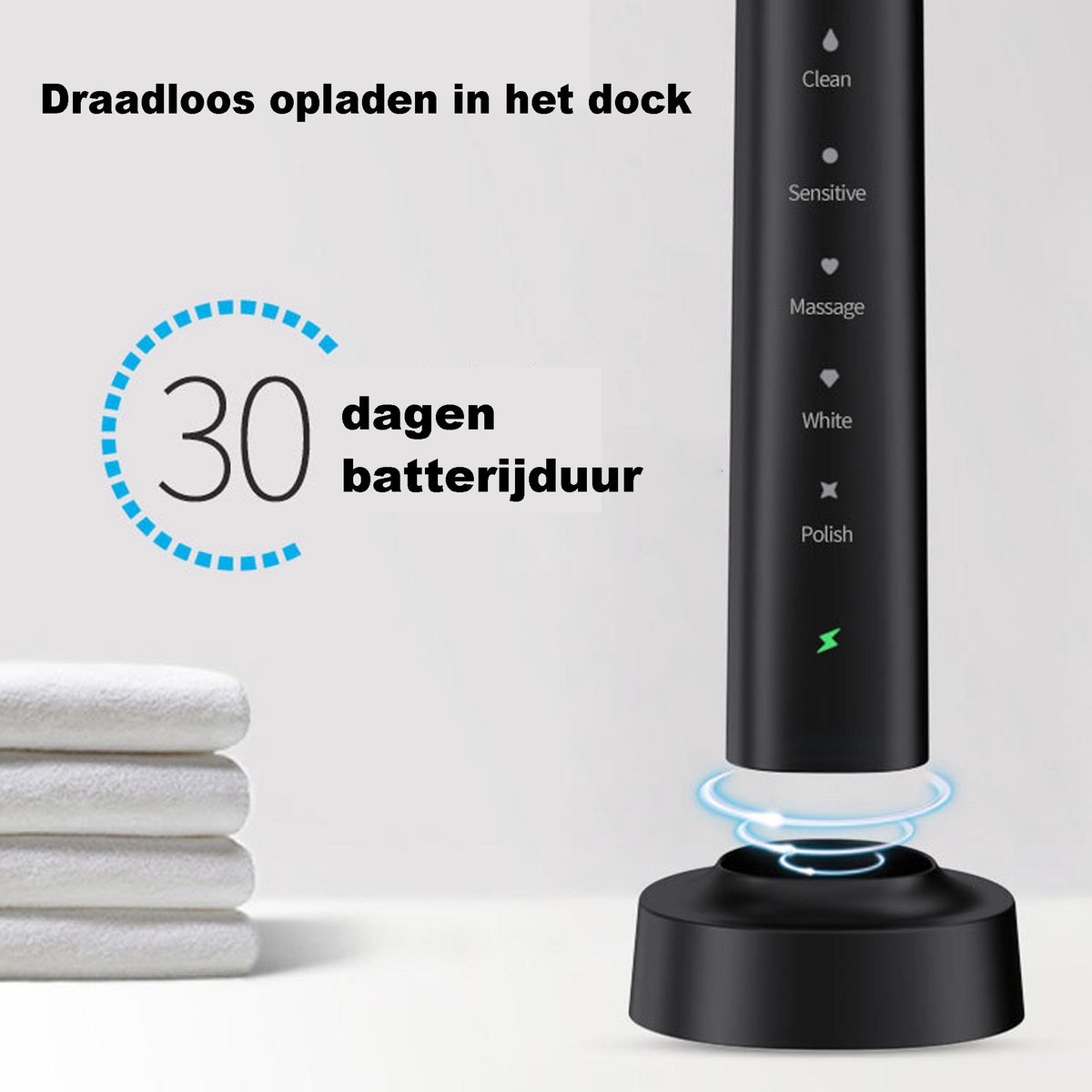 NAXSIR Elektrische Tandenborstel Met 6 Opzetborstels