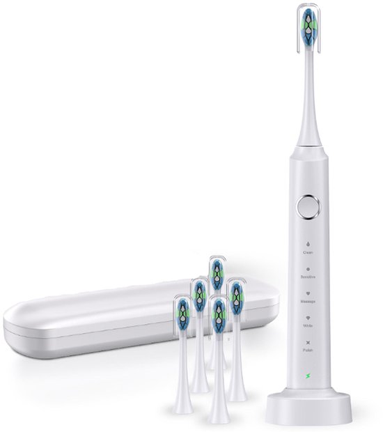 NAXSIR Elektrische Tandenborstel Met 6 Opzetborstels