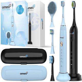 De OMEO Classic Black & Teeth&Face Blue - Sonische tandenborstelset in één oogopslag