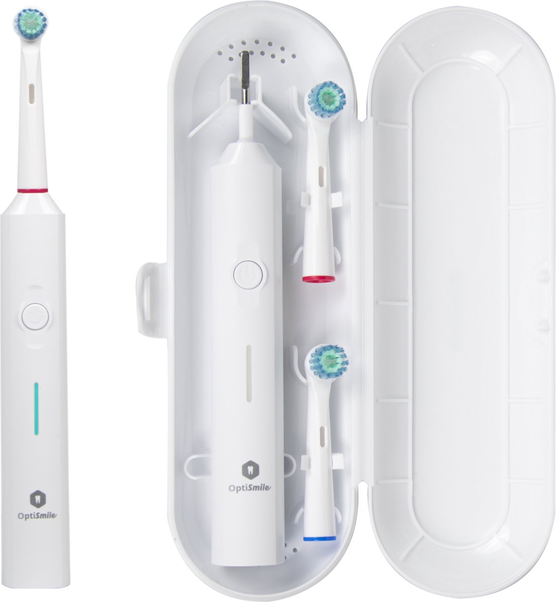 Optismile Elektrische Tandenborstel Reis Wit inclusief 2 Opzetborstels