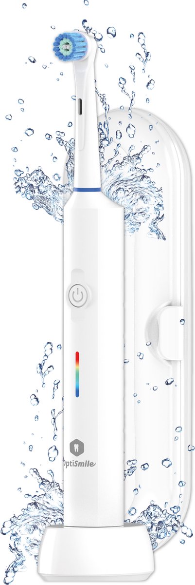 Optismile Elektrische Tandenborstel Reis Wit inclusief 2 Opzetborstels