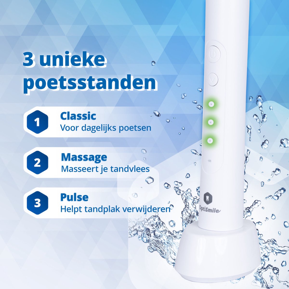 Optismile Elektrische Tandenborstel Wit 2x Opzetborstels