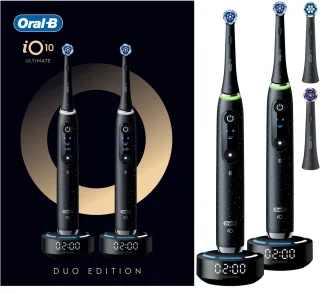 Oral-B iO 10 elektrische tandenborstel duopack - zwart en zwart - 4 opzetborstels