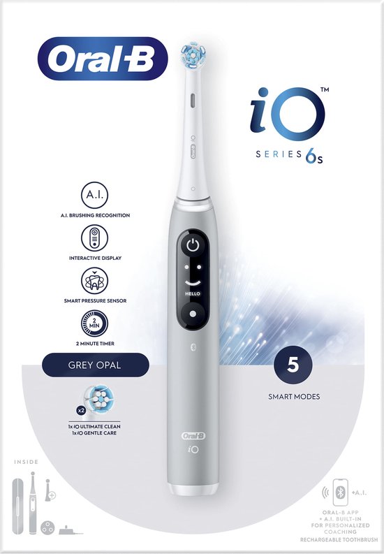 Oral-B iO 6S Elektrische Tandenborstel Grijs Wit