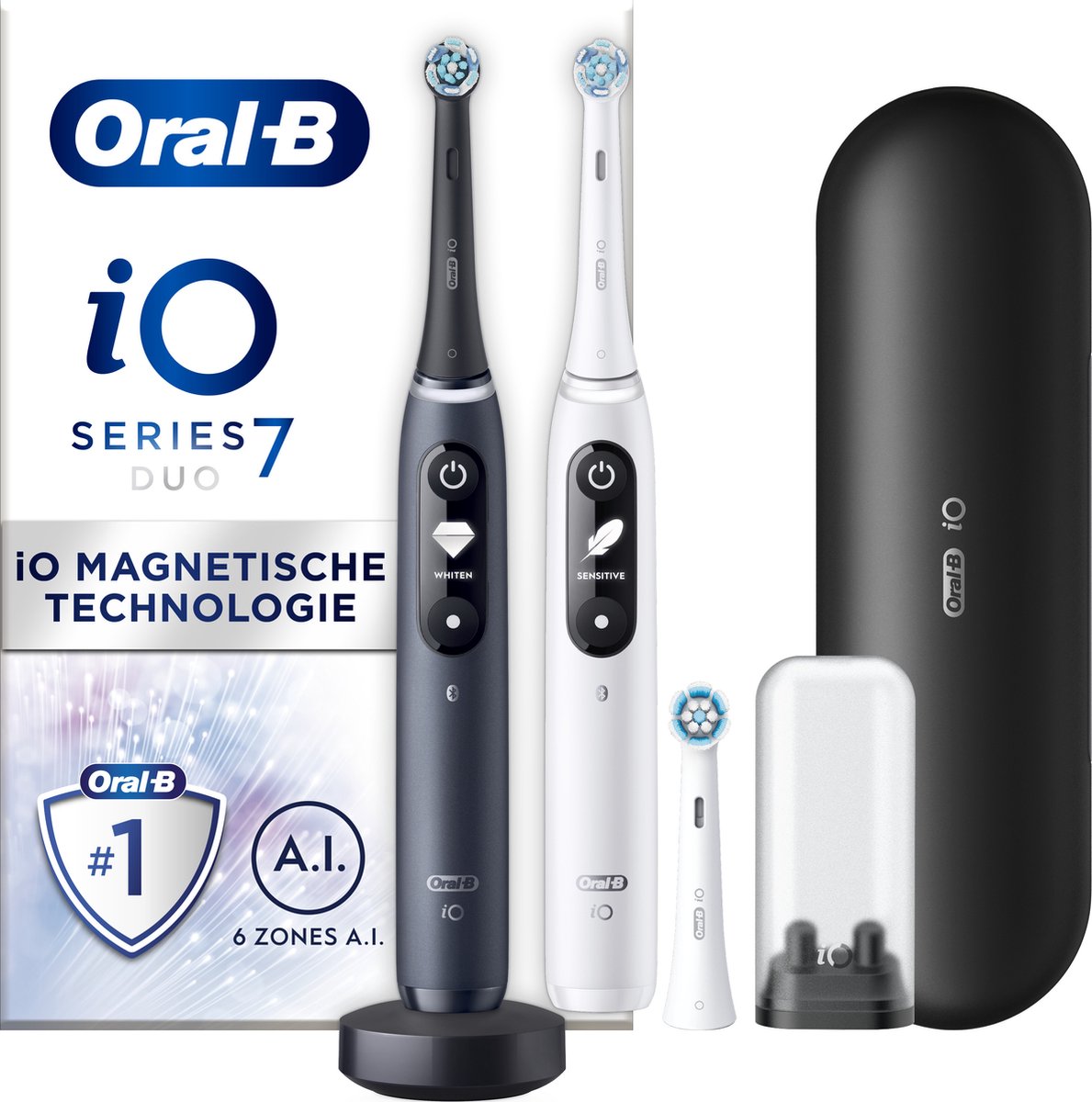 De Oral-B iO 7 Elektrische Tandenborstel Zwart/Wit in één oogopslag