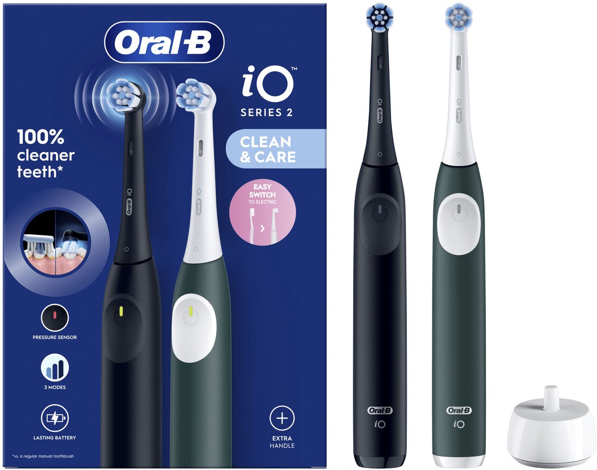 Oral-B iO2 Elektrische Tandenborstels 2-pack Night Black & Forest Green