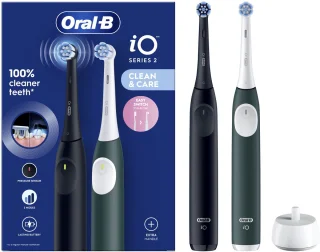Oral-B iO2 Elektrische Tandenborstels 2-pack Night Black & Forest Green