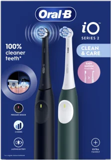Oral-B iO2 Elektrische Tandenborstels 2-pack Night Black & Forest Green