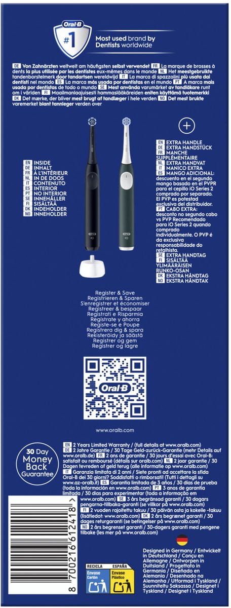 Oral-B iO2 Elektrische Tandenborstels 2-pack Night Black & Forest Green