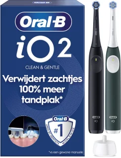 De Oral-B iO2 Elektrische tandenborstels, 2 stuks in één oogopslag