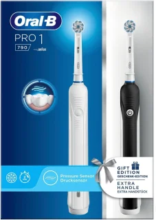Oral-B Pro 1 790 Sensitive elektrische tandenborstel 2-pack zwart wit