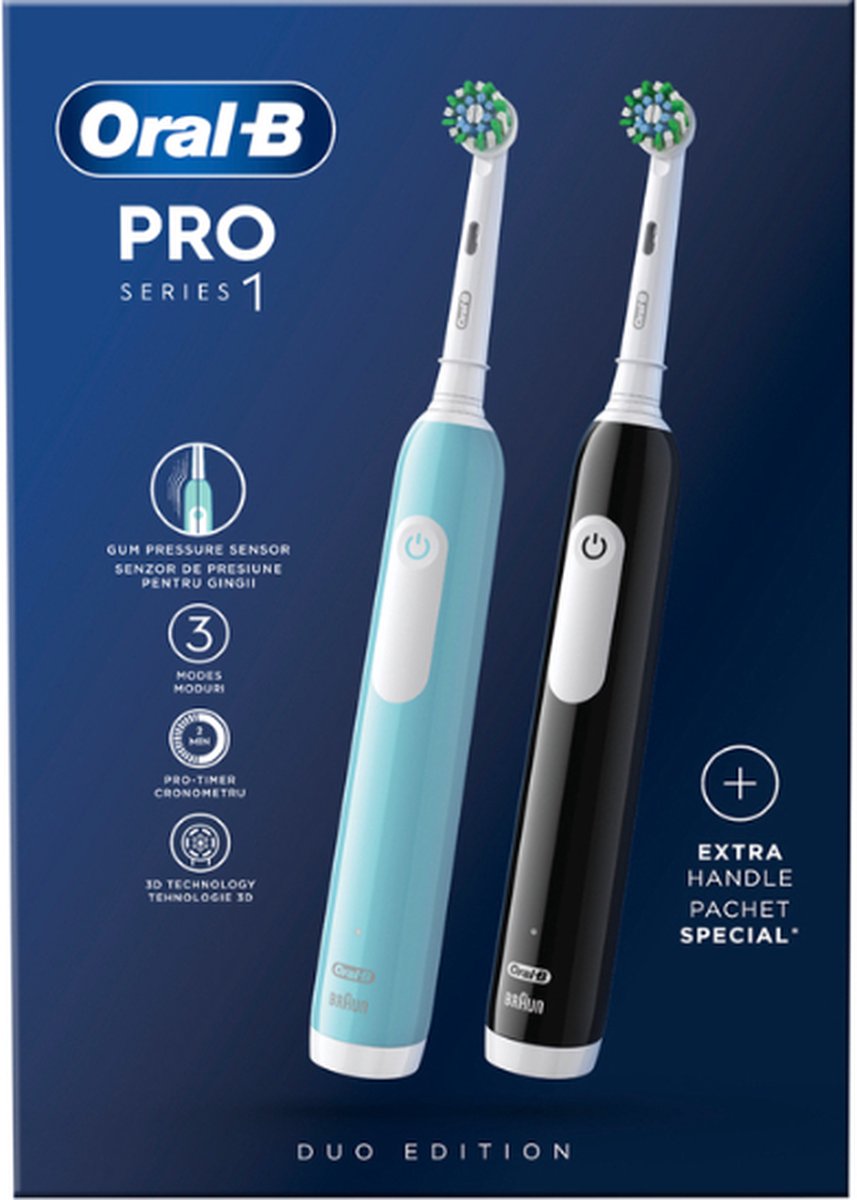 Oral-B PRO 1 Elektrische Tandenborstel Blauw + Extra Body Zwart