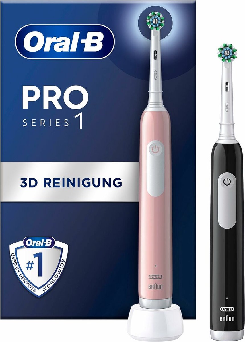 De Oral-B PRO 1 Elektrische Tandenborstel Roze + Extra Body Zwart in één oogopslag