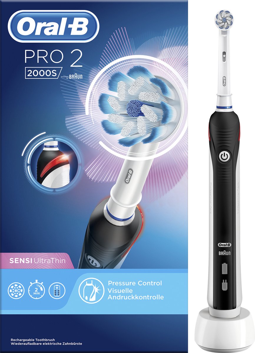 Oral-B Pro 2 2000S Ultrathin elektrische tandenborstel zwart