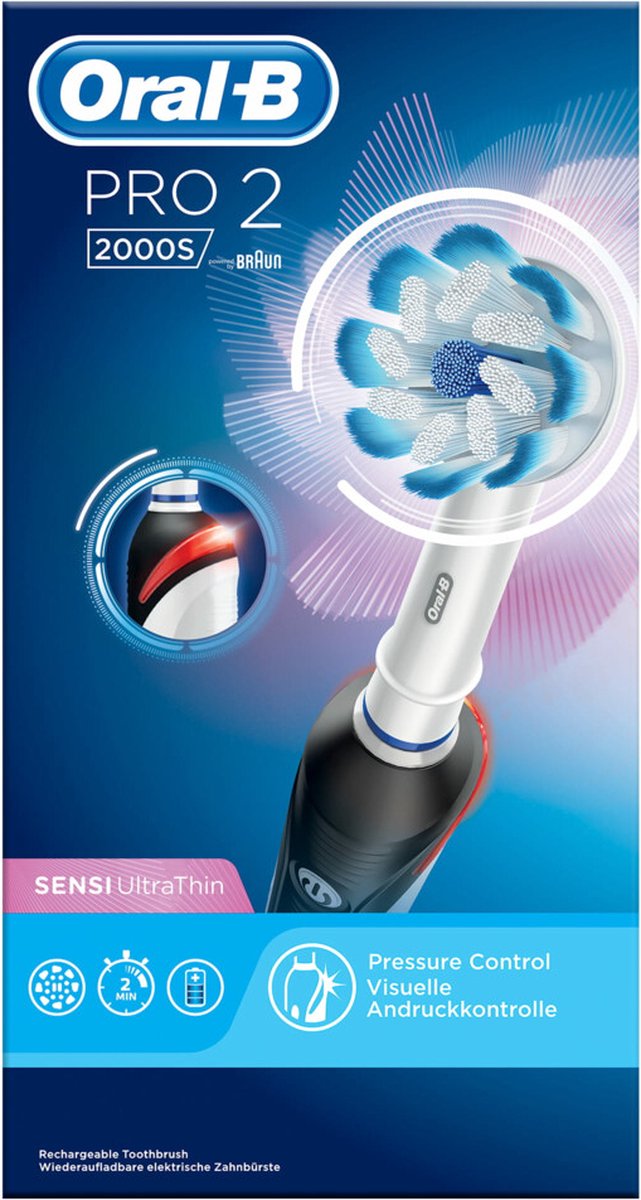Oral-B Pro 2 2000S Ultrathin elektrische tandenborstel zwart
