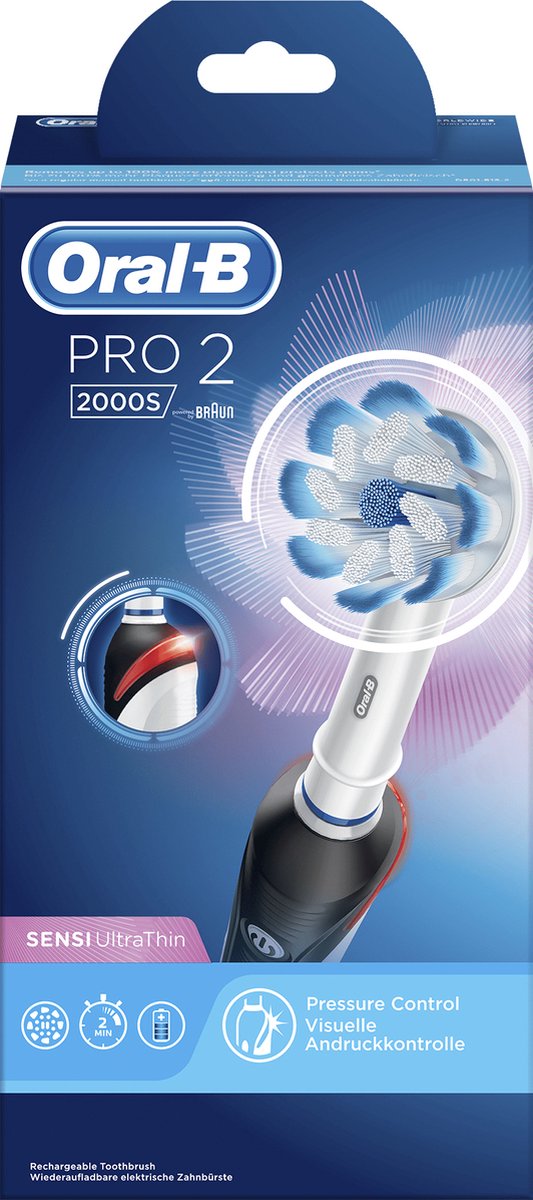 Oral-B Pro 2 2000S Ultrathin elektrische tandenborstel zwart