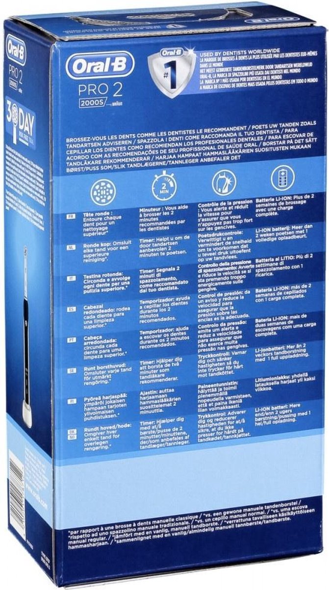 Oral-B Pro 2 2000S Ultrathin elektrische tandenborstel zwart