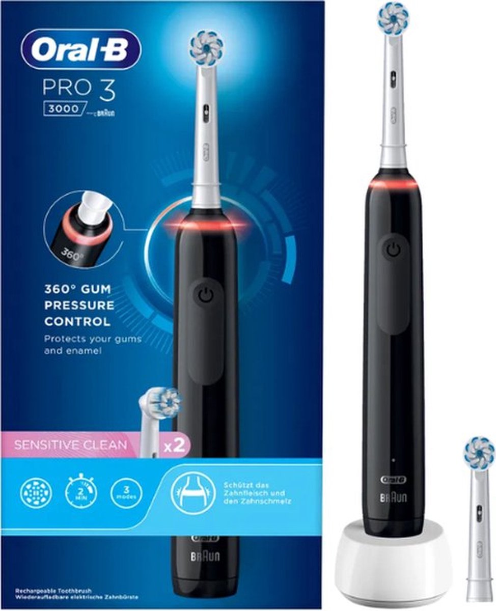 Oral-B PRO 3 3000 Black Sensitive Clean elektrische tandenborstel