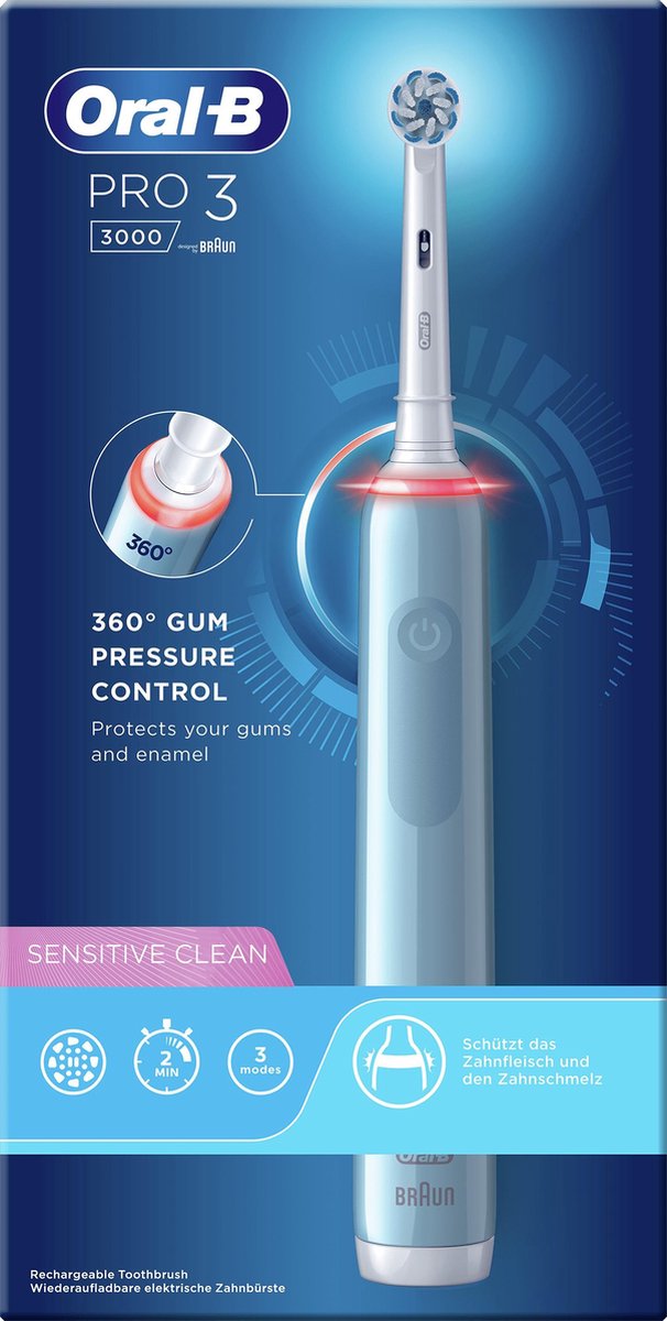 De Oral-B Pro 3 3000 Elektrische Tandenborstel Blauw in één oogopslag