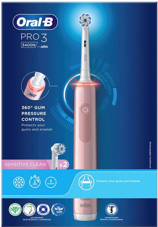 Oral-B Pro 3 3400N elektrische tandenborstel roze