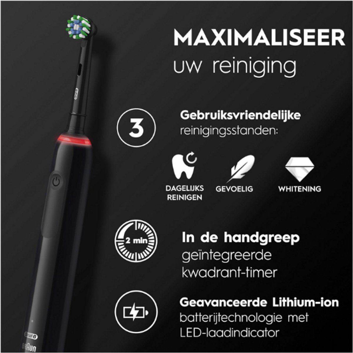 Oral-B Pro 3 3500 Zwart Elektrische Tandenborstel Floral Edition