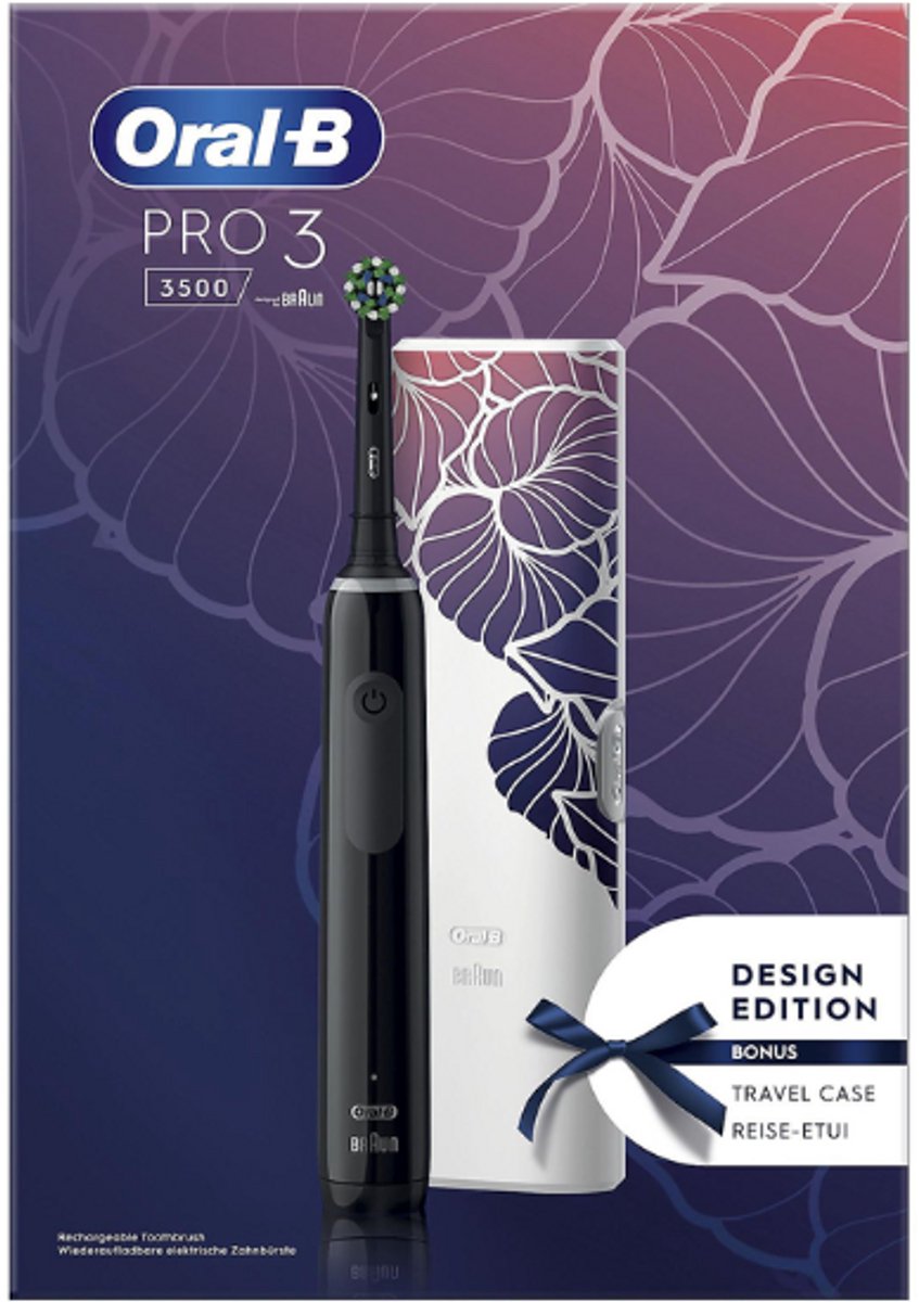 Oral-B Pro 3 3500 Zwart Elektrische Tandenborstel Floral Edition